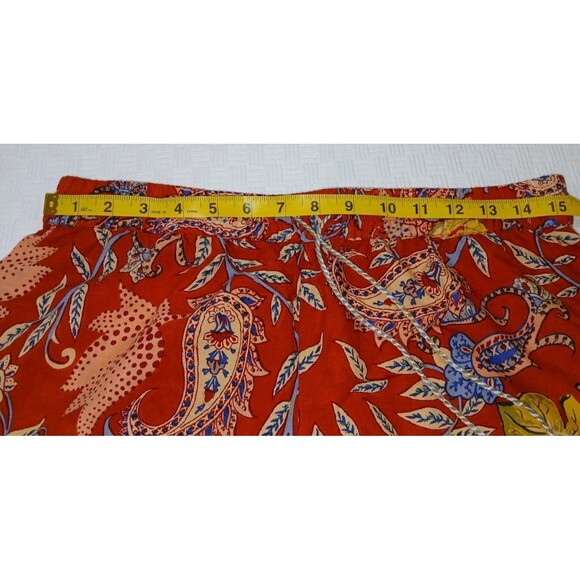 Anthropologie Sonrisa Paisley Floral Red Flowy Wide Leg Beach Pants size medium - Picture 9 of 10